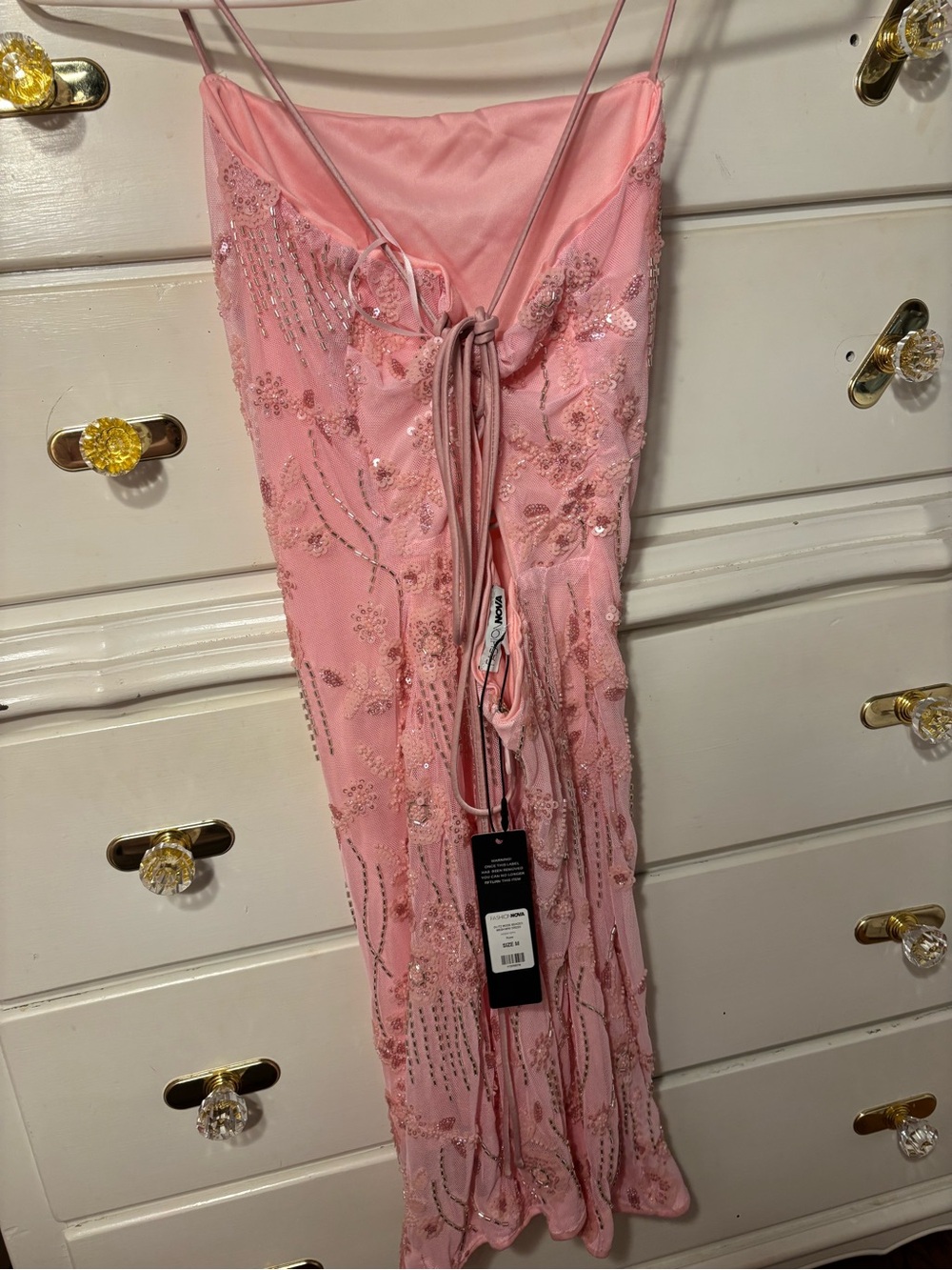 Fashion Nova Pink Embellished Spaghetti Strap Dress - Picture 3 of 4